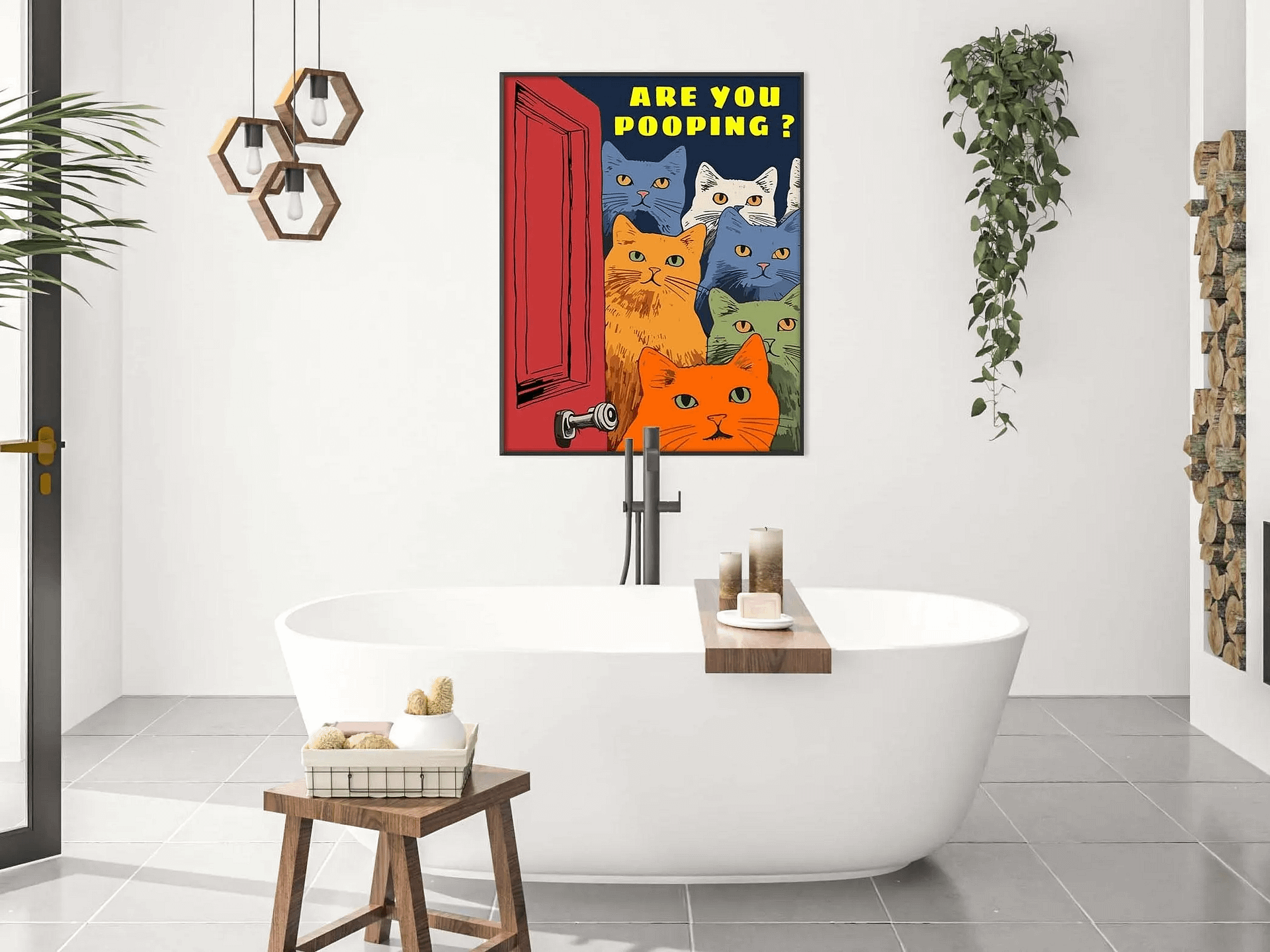 Funny Posters Pooping Print Bathroom Cat Print For Toilet Wall Art product image (6)