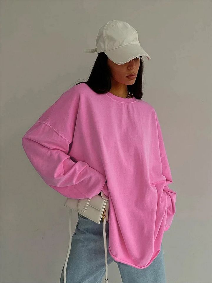 Round Neck Long Sleeve Oversized Tshirt product image (1)