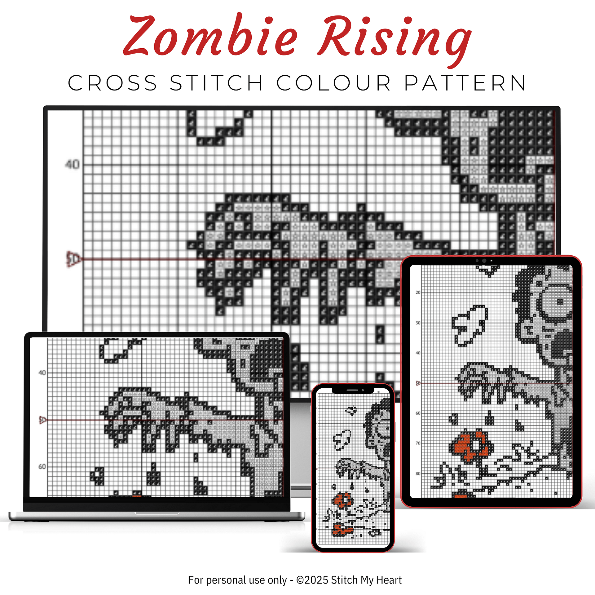 Zombie Rising Cross Stitch Pattern product image (3)
