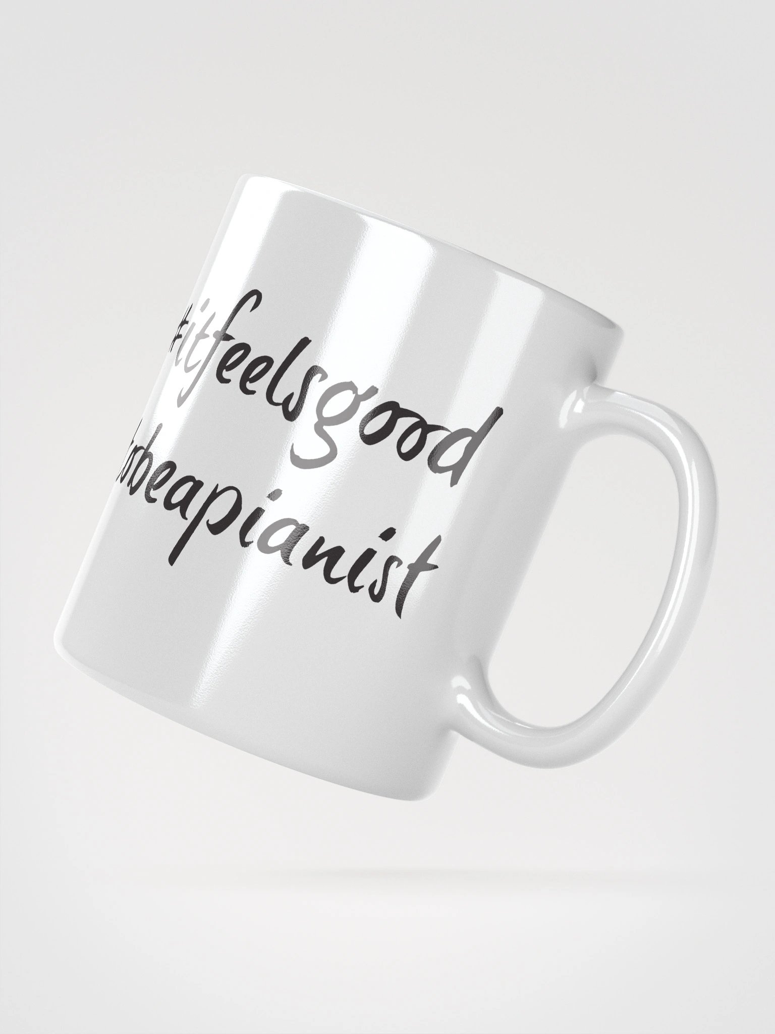 "It Feels Good to Be a Pianist" White Glossy Mug with Black Script product image (2)