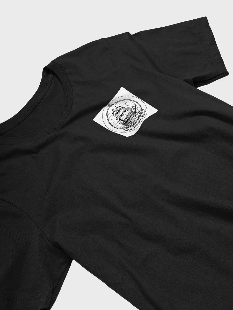 Dark T-shirt with black and white logo with name product image (17)