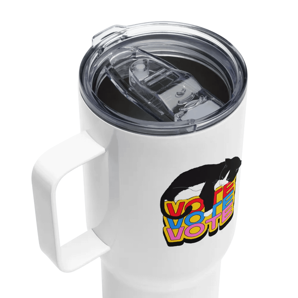 Slumbering Cat Vote Travel Mug With Handle product image (5)