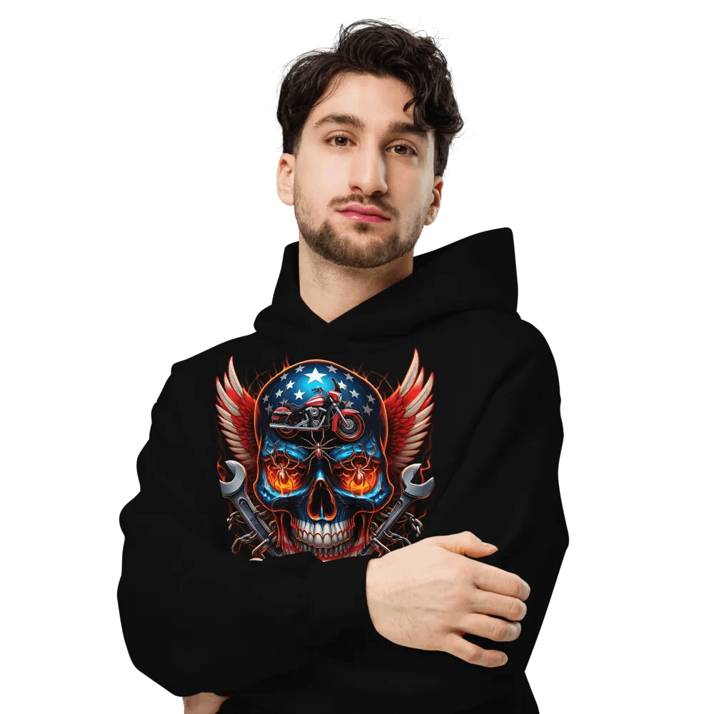 American Spirit Skull Oversized Hoodie #32 product image (6)