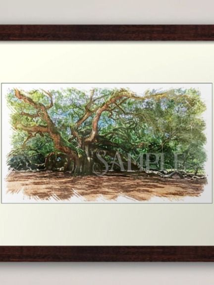 The Angel Oak, Charleston South Carolina Digital Watercolor Image Download product image (2)