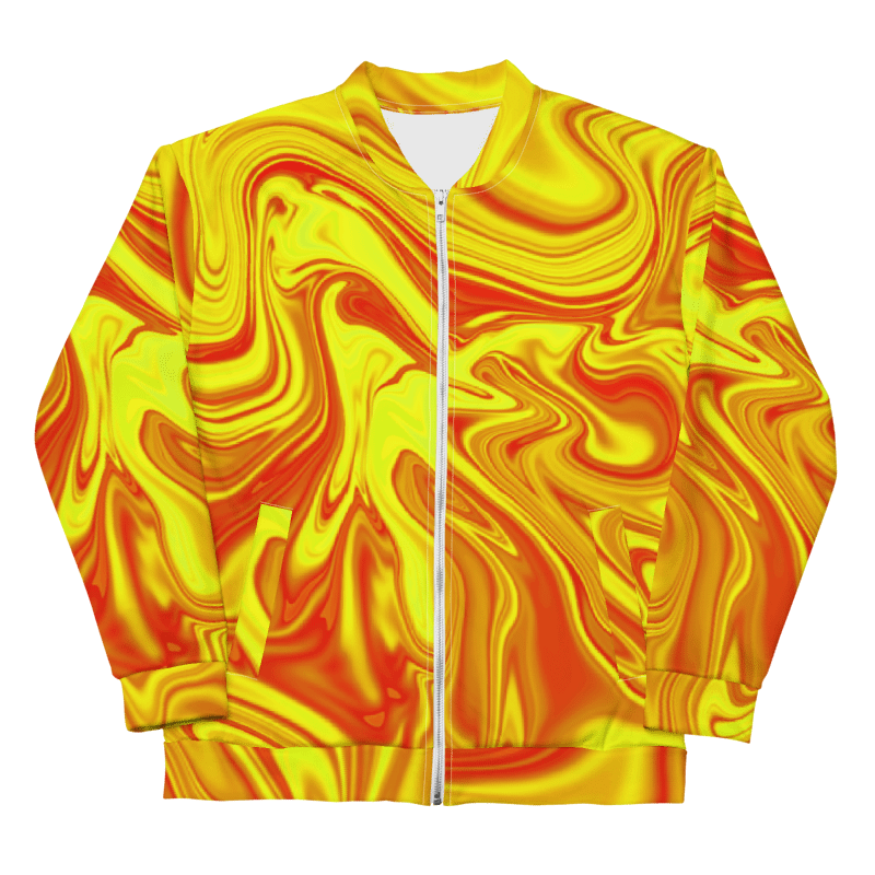 Unisex Bomber Jacket - Yellow and Red Digital Fluid Art product image (6)