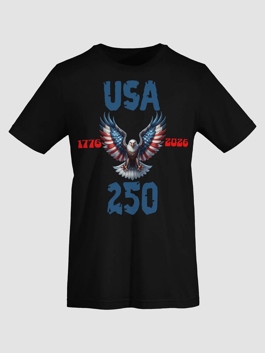 USA Eagle 250 Patriotic T-Shirt | Unisex Tee Shirt Semiquincentennial Salute to America | 1776-2026 Anniversary| Black, Navy & white product image (6)