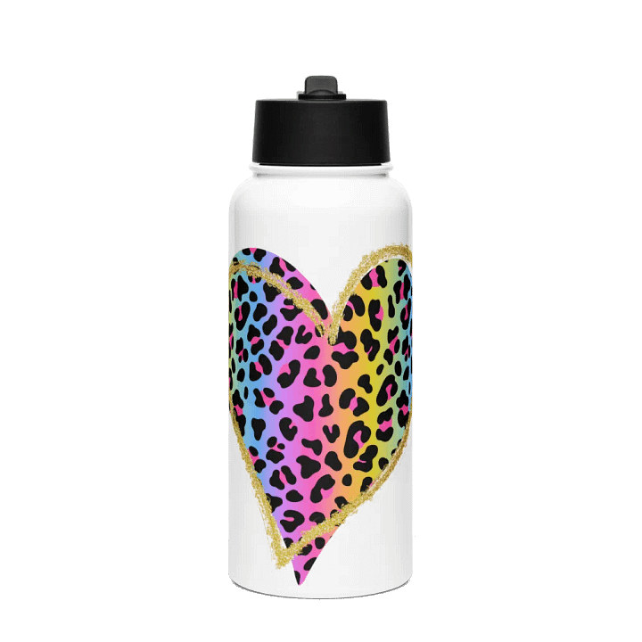 Leopard Heart Stainless Steel Water Bottle product image (1)