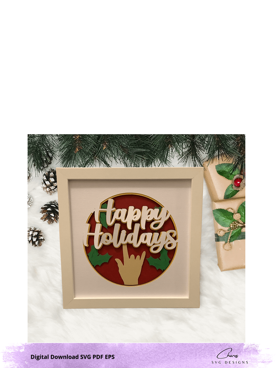 3D ASL 'I Love You' SVG Layered Shadow Box Design product image (6)