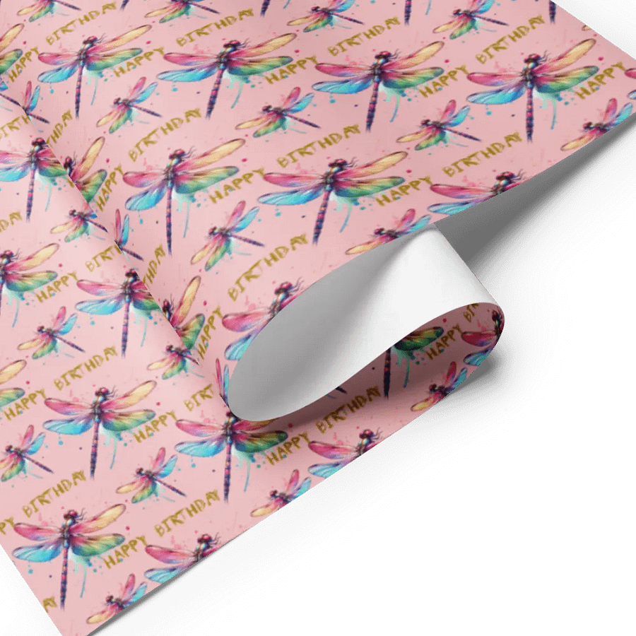 Happy Birthday Dragonflies Gift Wrapping Paper 3 Sheet Set #1 product image (3)
