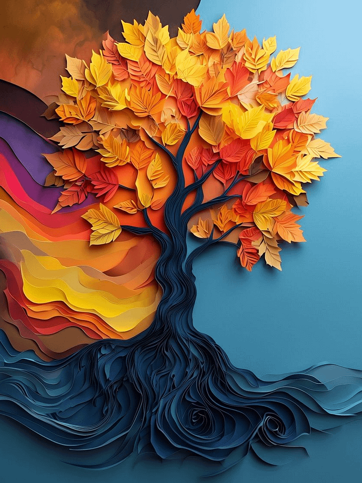 Vibrant Tree Paper Art Poster product image (1)