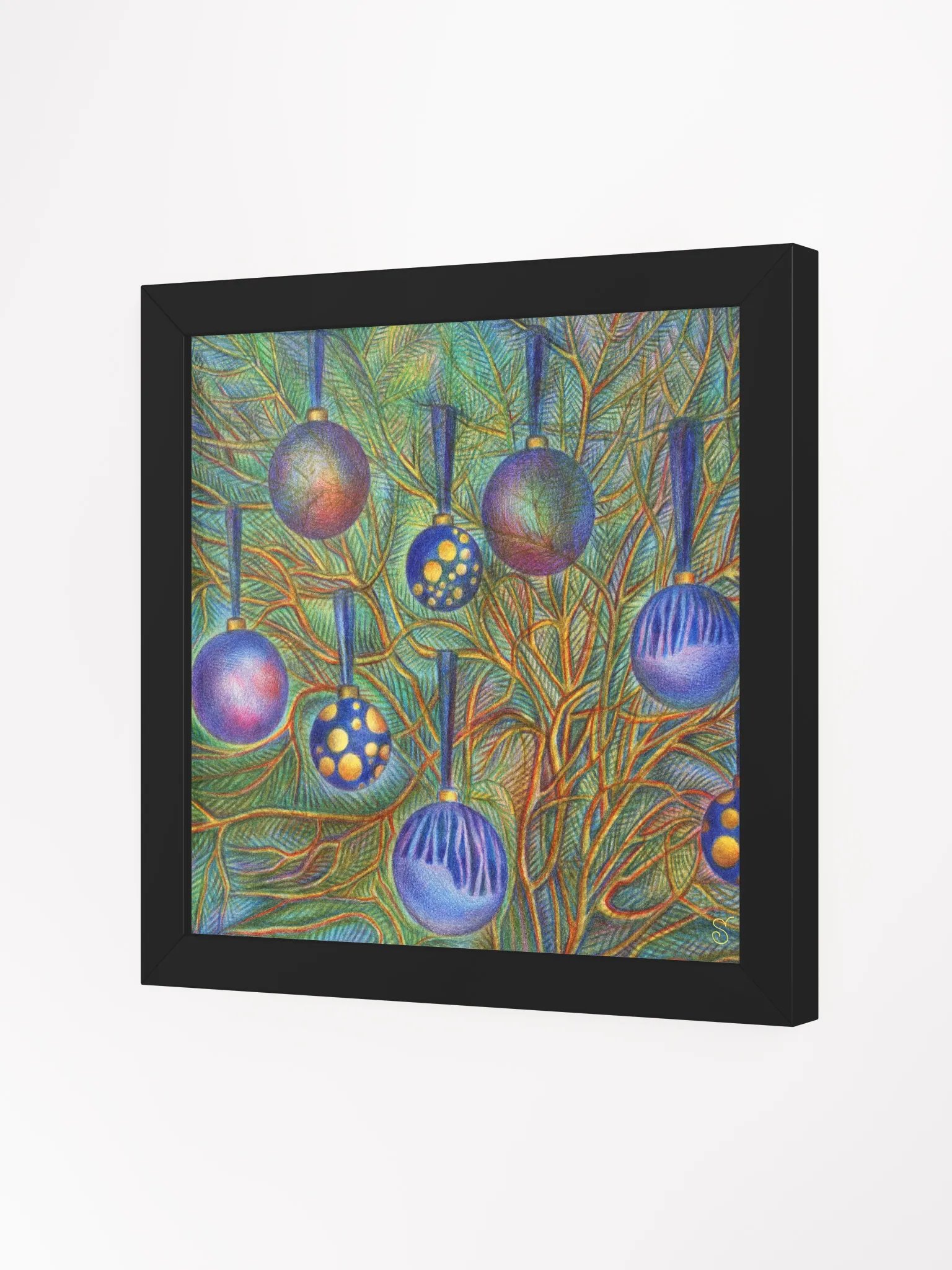 Festive Ornaments Framed Matte Poster - New Year Balls product image (17)