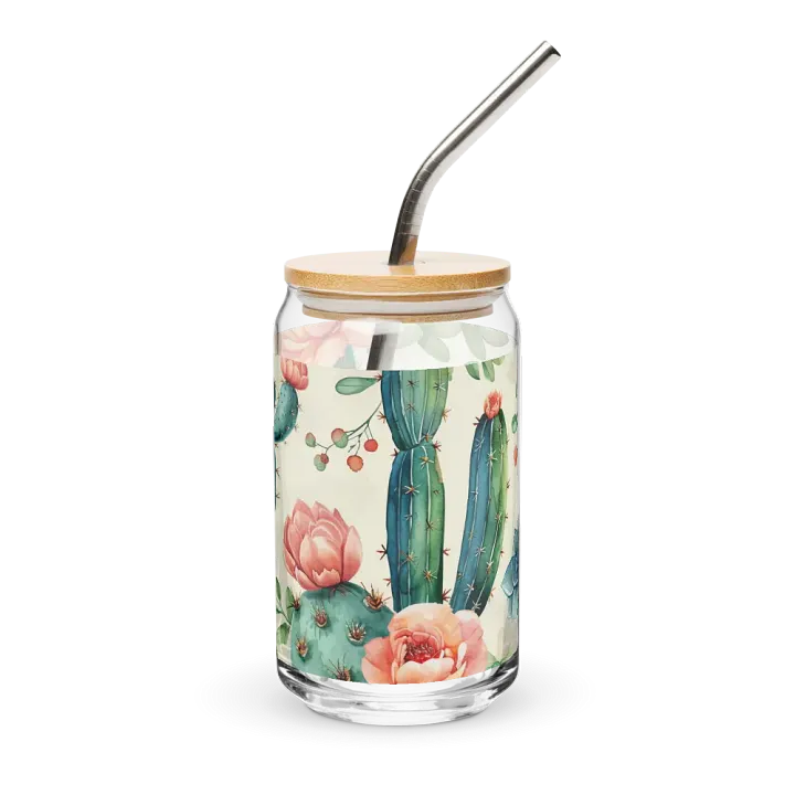 Succulent Serenity Glass Can Sipper product image (2)