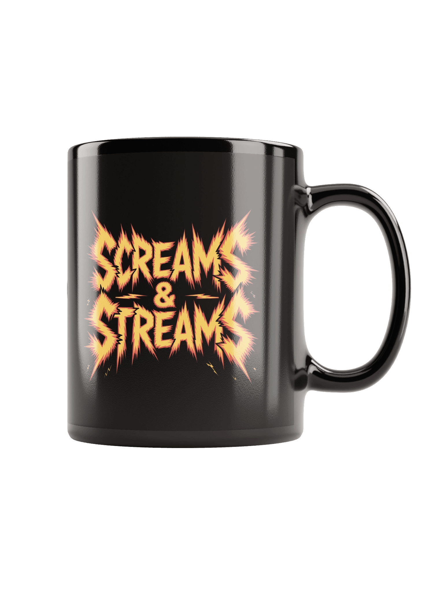 Flaming Screams & Streams Black Glossy Mug product image (1)