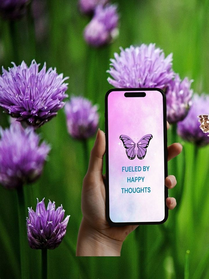 💕 Fueled By Happy Thoughts Digital Phone Wallpaper PDF Download 💕 product image (1)
