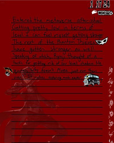 Wanna take note of what happened today in a stylish way? You should write something in this Persona 5 inspired digital journa...