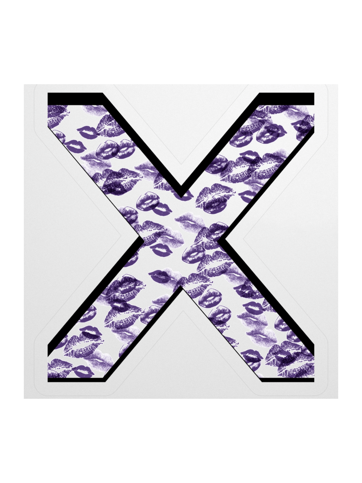 White X Purple Lipstick Kisses | Kiss-cut Sticker product image (1)