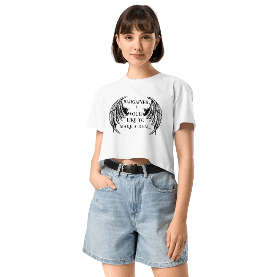 Bargainer Calling Card Women's Premium Crop Top product image (96)