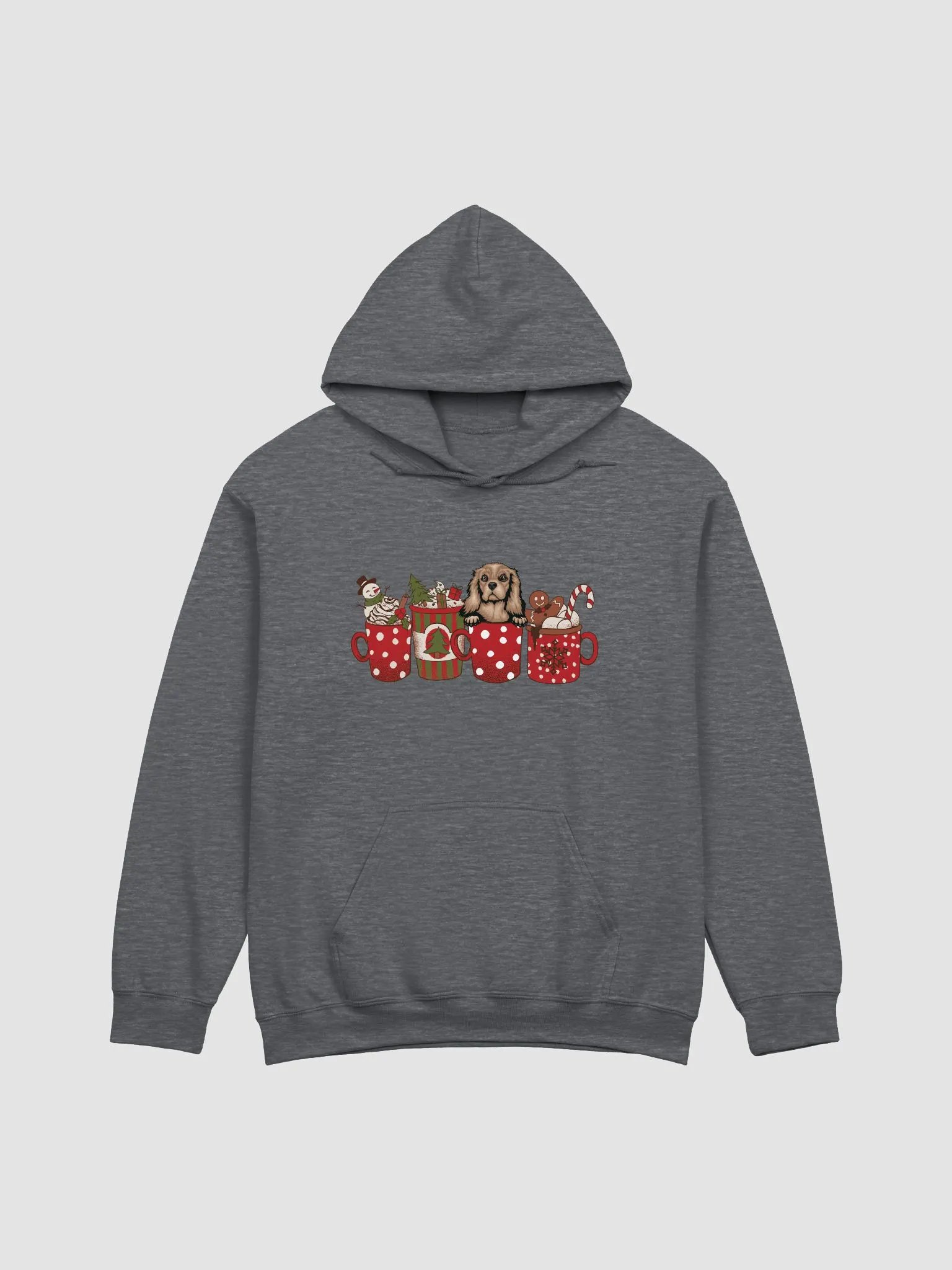 Cute Cocker Spaniel in a Christmas Cup Hooded Sweatshirt | Funny Christmas Pup in a Cup product image (4)
