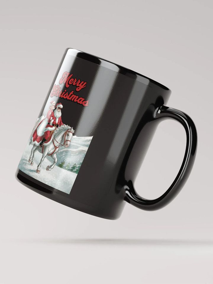 Mr. and Mrs. Santa Claus Horse Riding Black Mug product image (3)