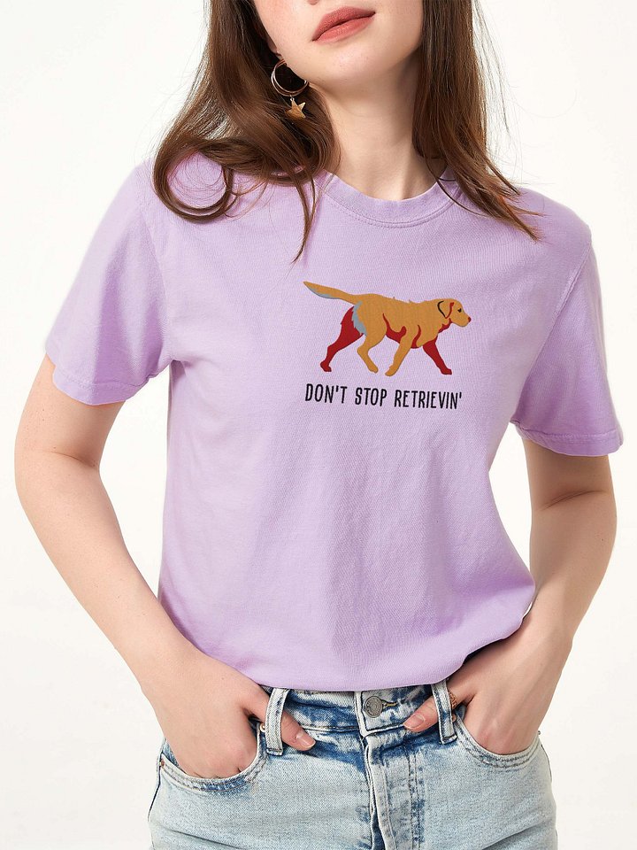 Don't Stop Retrievin' T-Shirt(Embroidered) of a Chesapeake Bay Retriever(Tan) product image (2)