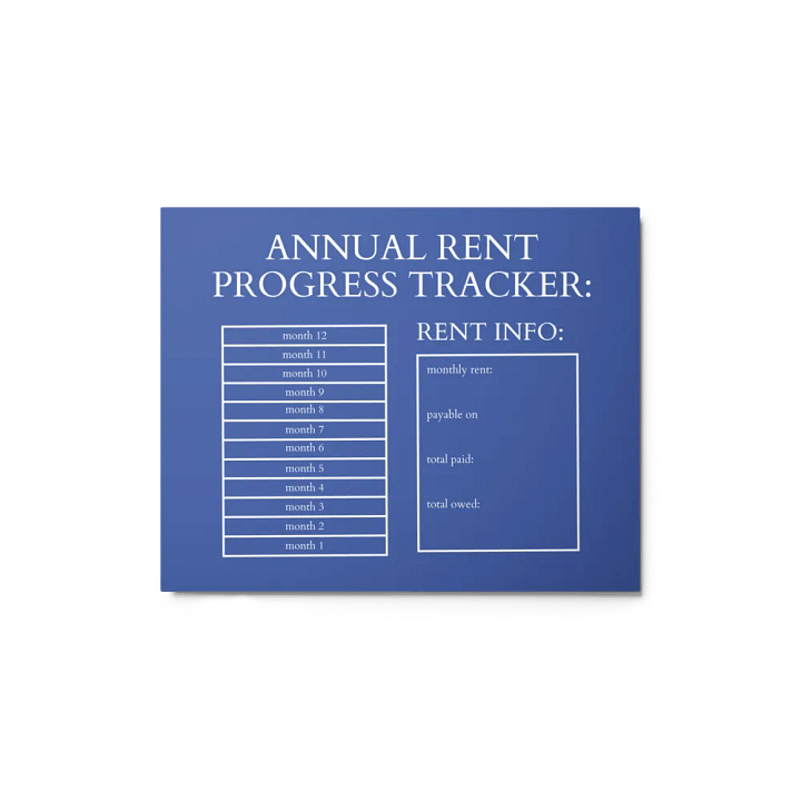 HIGHFALUTIN ANNUAL RENT TRACKER (white design 10) product image (1)