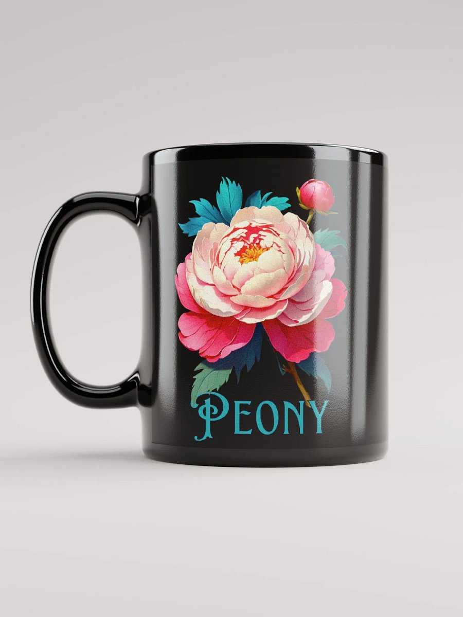 Floral Graphic | Black Coffee Mug | Peony product image (1)