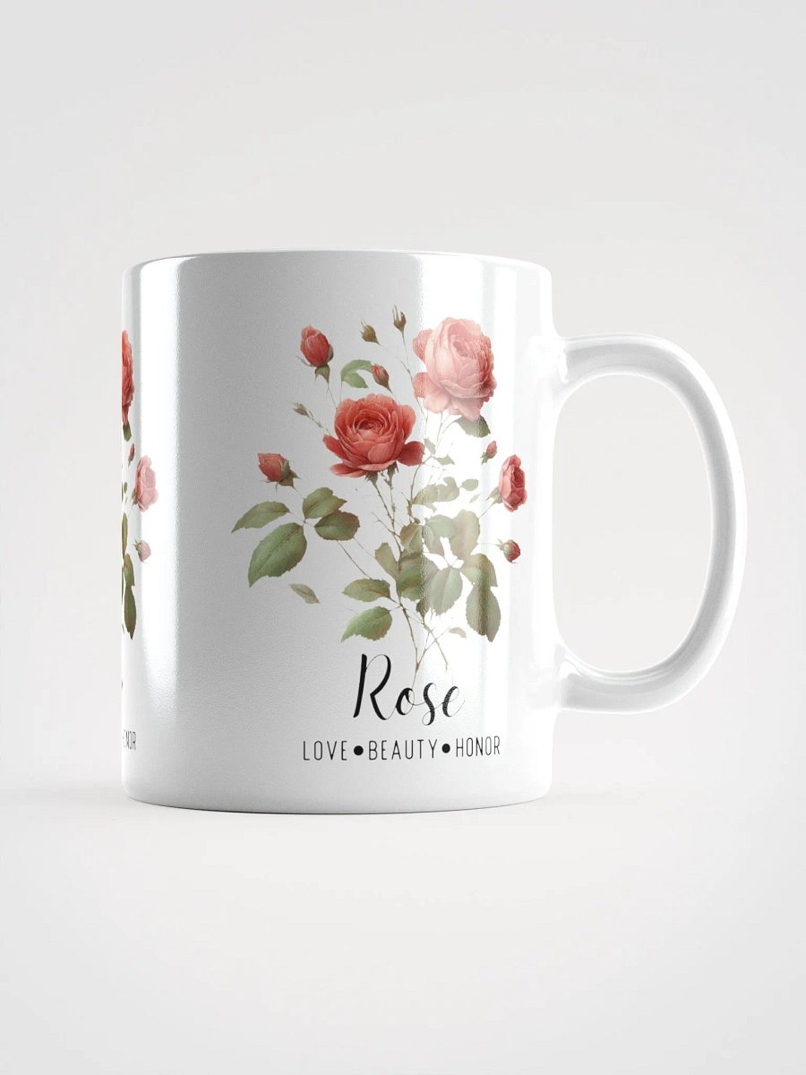 Rose Ceramic White Mug: Love, Beauty, Honor June Birth Month Flower product image (3)