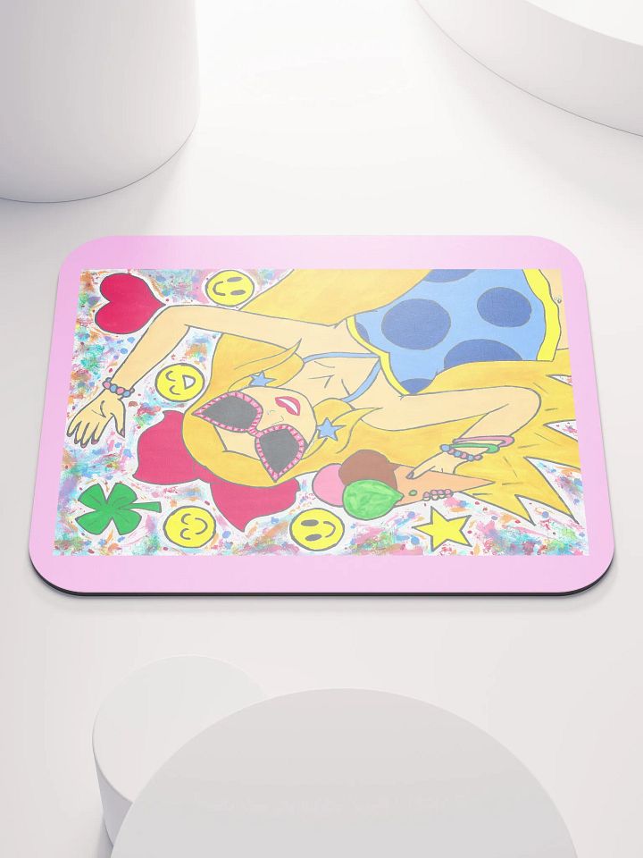 Girl with the ice cream - (art by Dina R.) - tempera painting picture - Classic Mouse Pad product image (1)