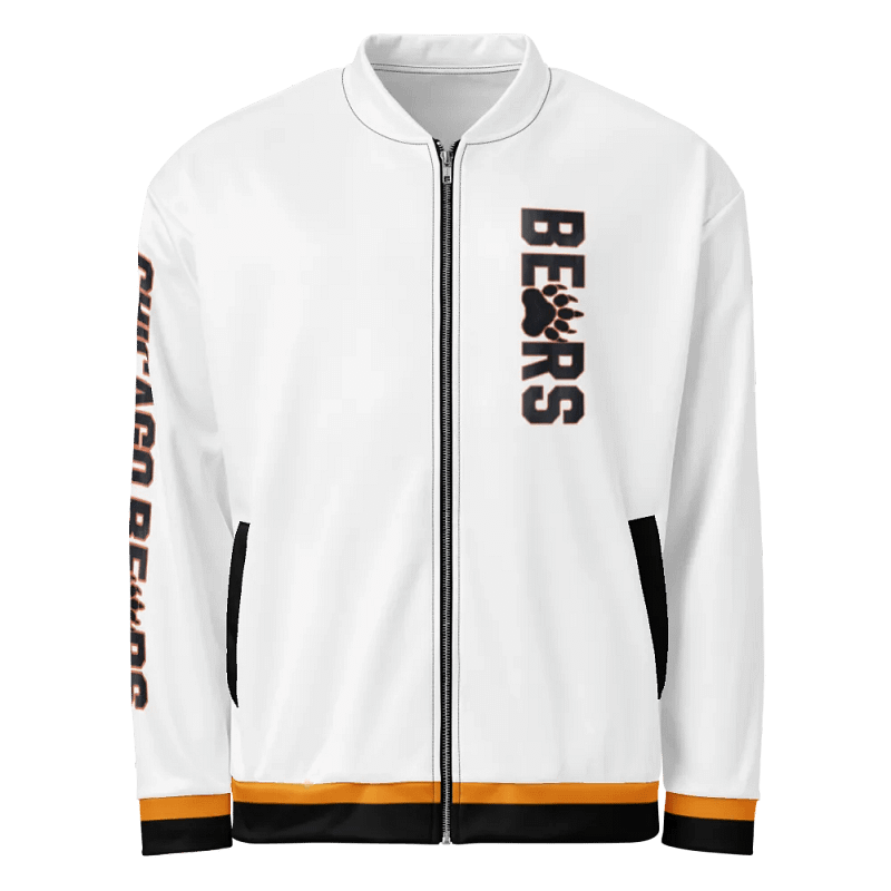 Copy of Chicago Bears Grizzly Mode Orange Trim #18 Bomber Jacket | NFL Home Locker