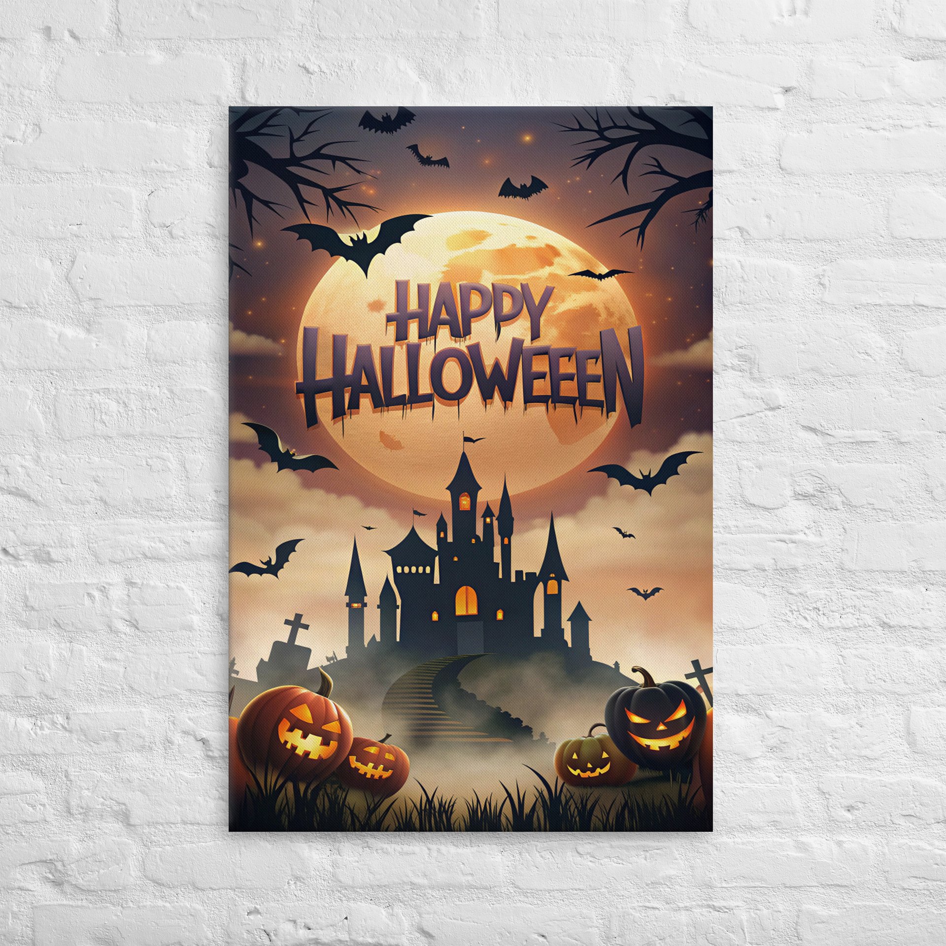 Happy Halloween Frameless Art Print | Vintage Style Halloween Poster product image (4)
