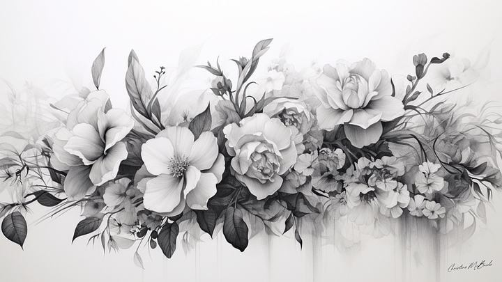 Black and White Floral Digital Art product image (1)