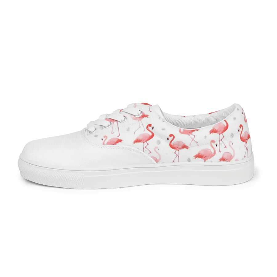 Women's Pink Flamingo Lace-Up Canvas Shoes, Tropical Bird Pattern, Comfortable Fashion Canvas Shoes, Unique Gift product image (8)