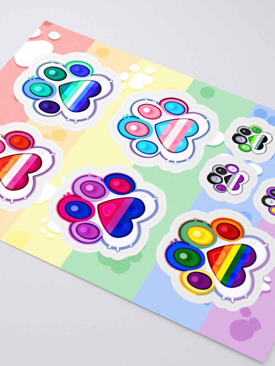 LGBTQ+ Medley Pride Paw Prints Sticker Sheet product image (2)