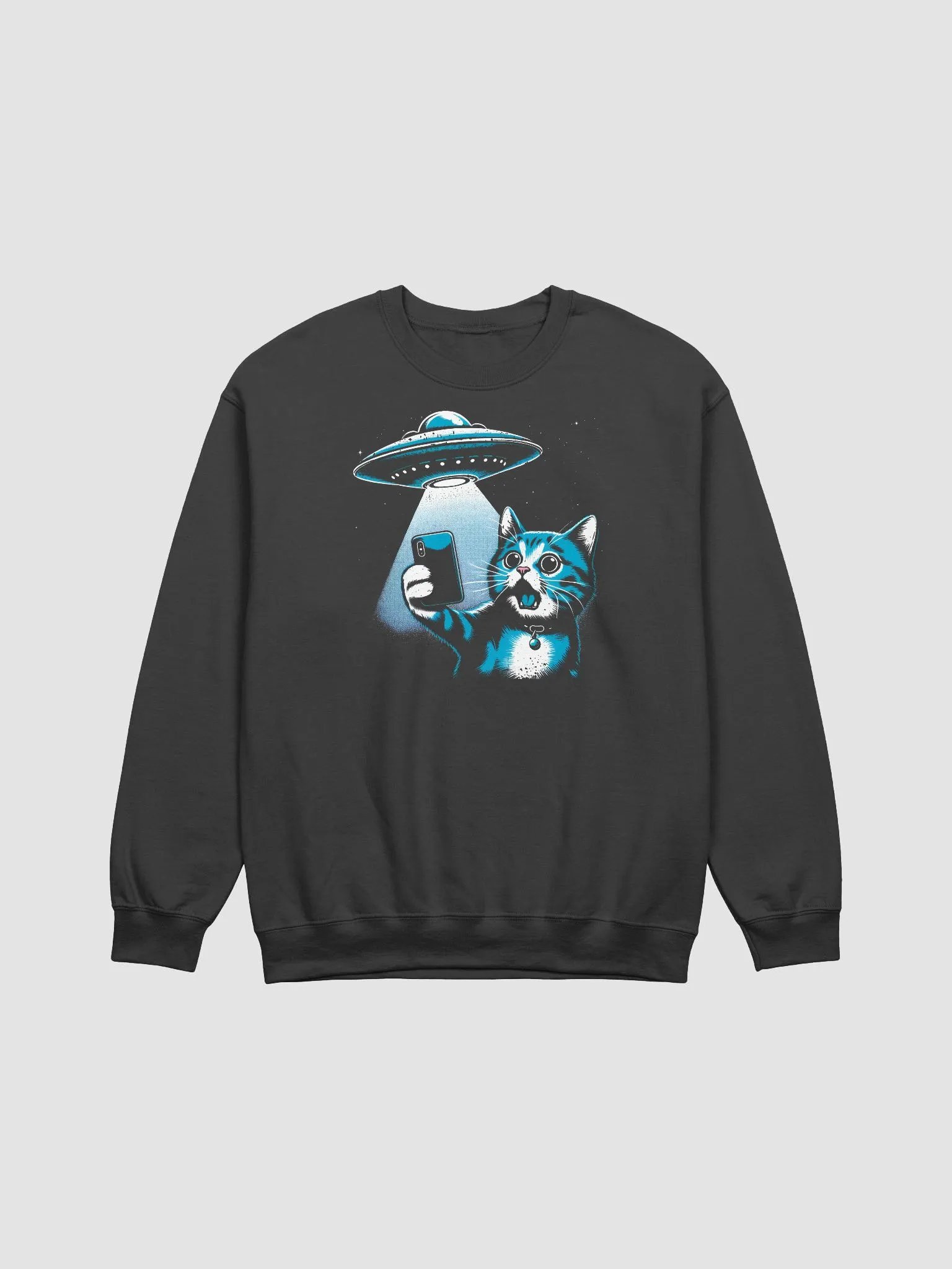 Surprised Cat UFO Crewneck Sweatshirt product image (1)
