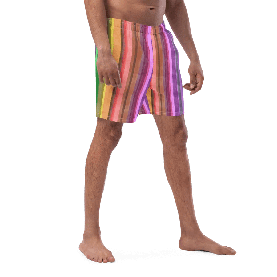 Cool Gouache Striped Men's Swim Trunks product image (3)
