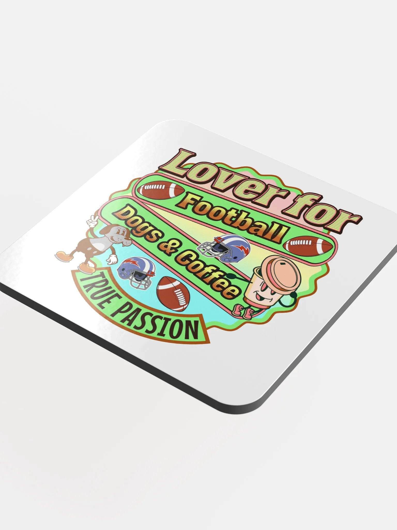 Lover For Dogs Coffee Football Passion Trio Cork Coasters product image (1)