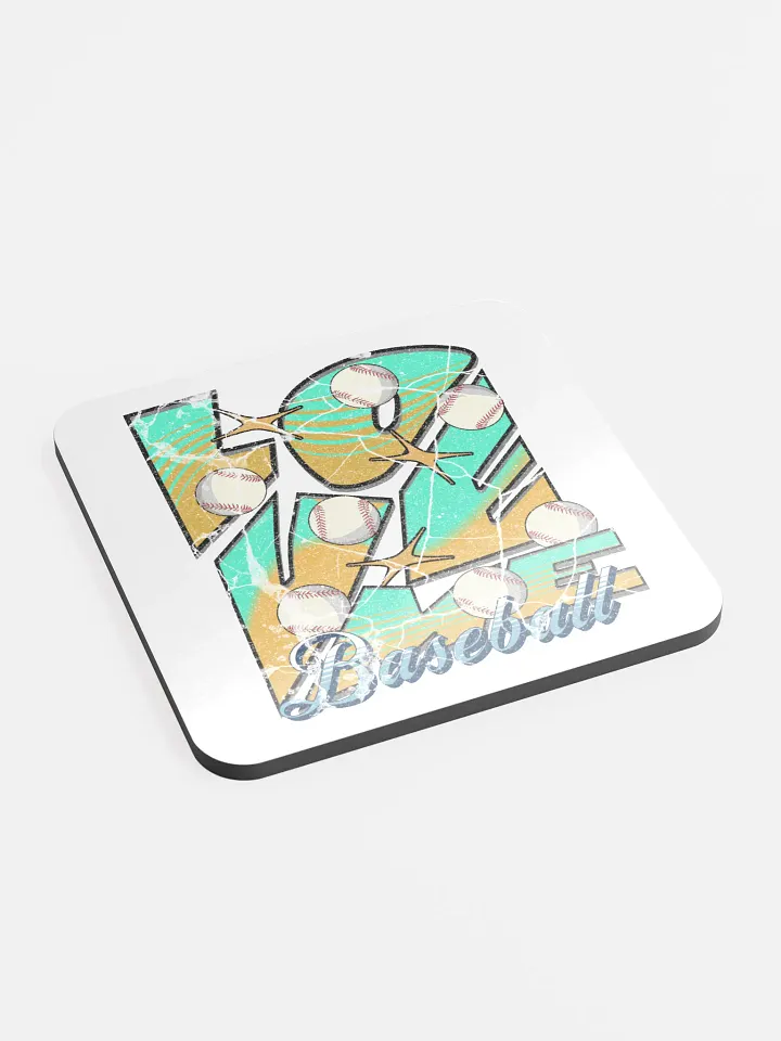Love Me Baseball Swirling Stars Cork Coaster product image (2)