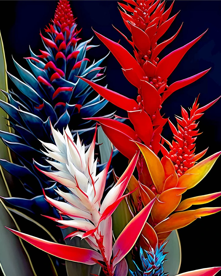 Radiant Aechmea Blooms - Exotic Bromeliad Flower Matte Poster Art product image (1)