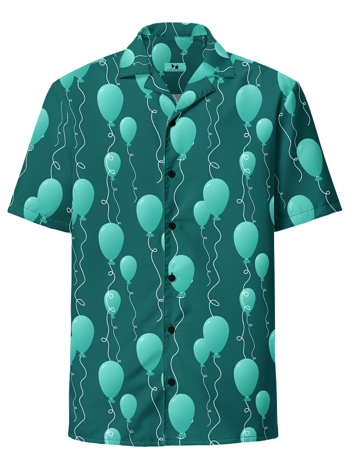 Teal Floating Balloons Oversized Button-Down Shirt product image (1)