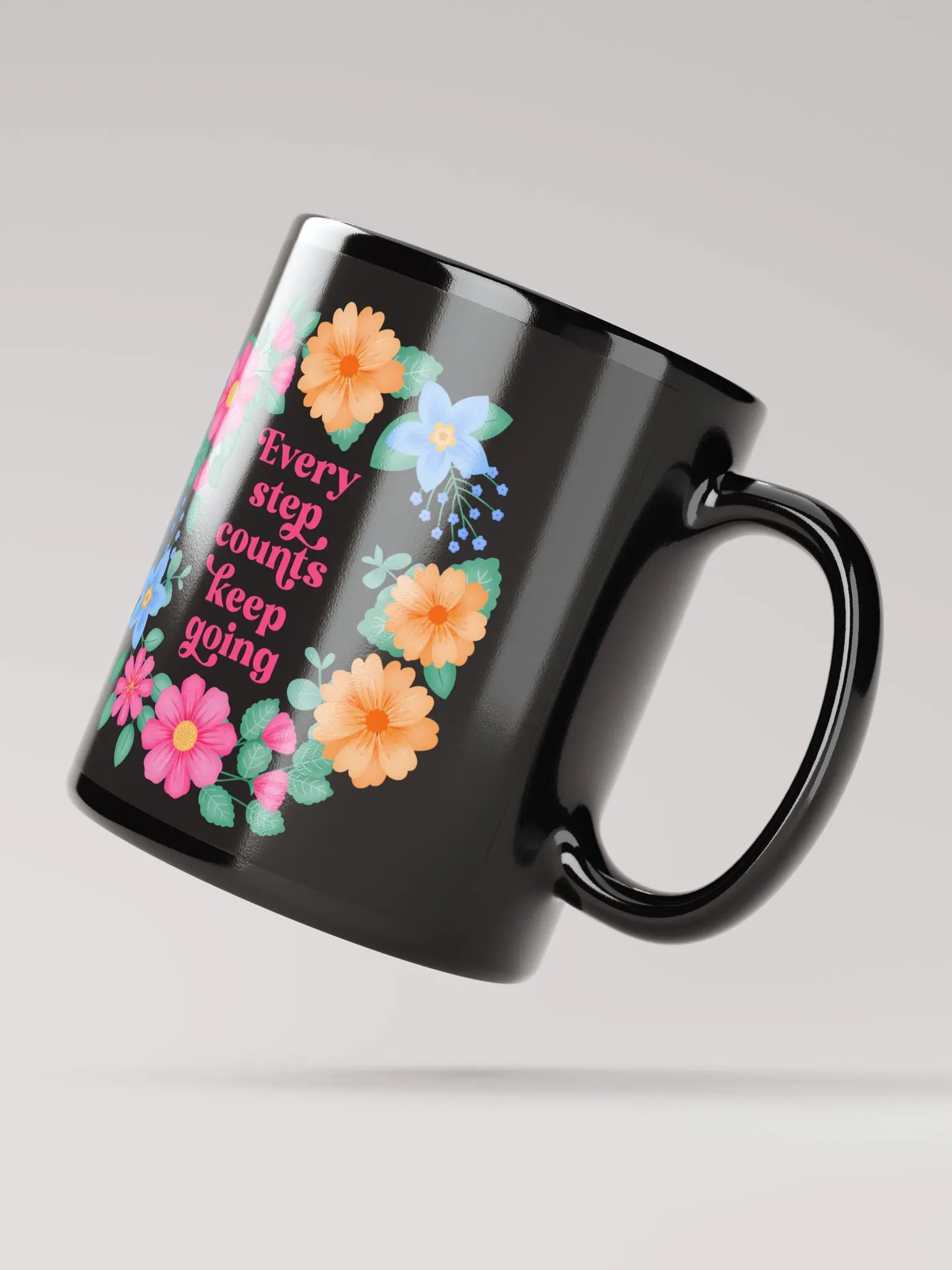 Every step counts keep going - Black Mug product image (2)