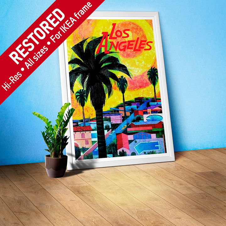 Los Angeles, USA, 1965 — retro vintage travel poster product image (1)