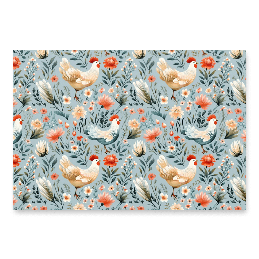 Floral Illustration Chicken Wrapping Paper Sheet SET product image (8)