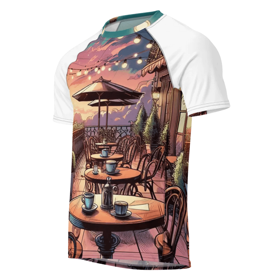 Sunset Patio All-Over Print Men's Rash Guard | AI Design product image (1)