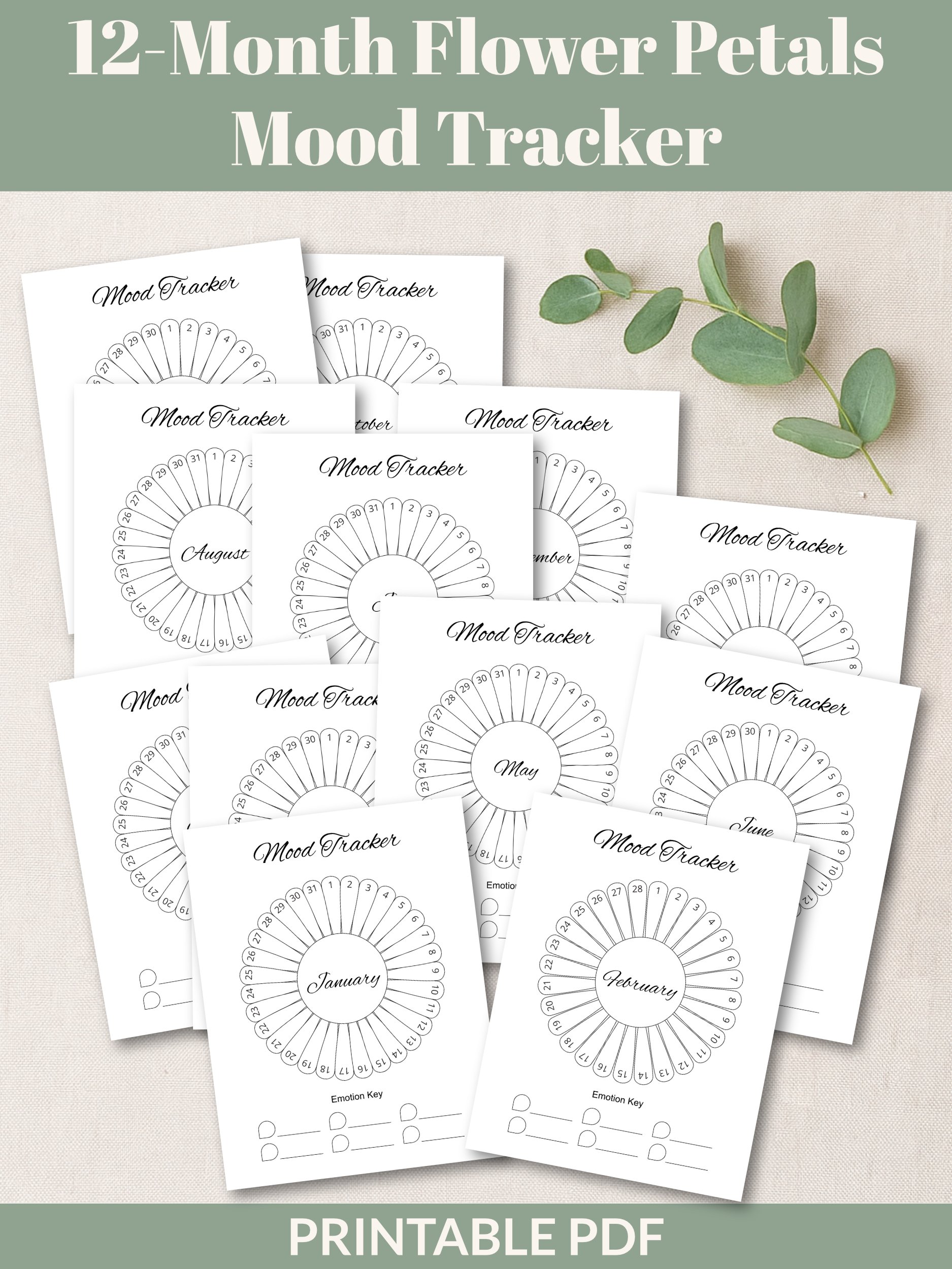 Printable 12-Month Flower Petals Mood Tracker product image (3)