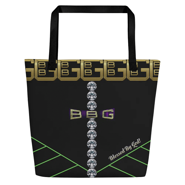 Black and Green Geometric with Diamonds BBG Tote Bag with Pocket product image (1)