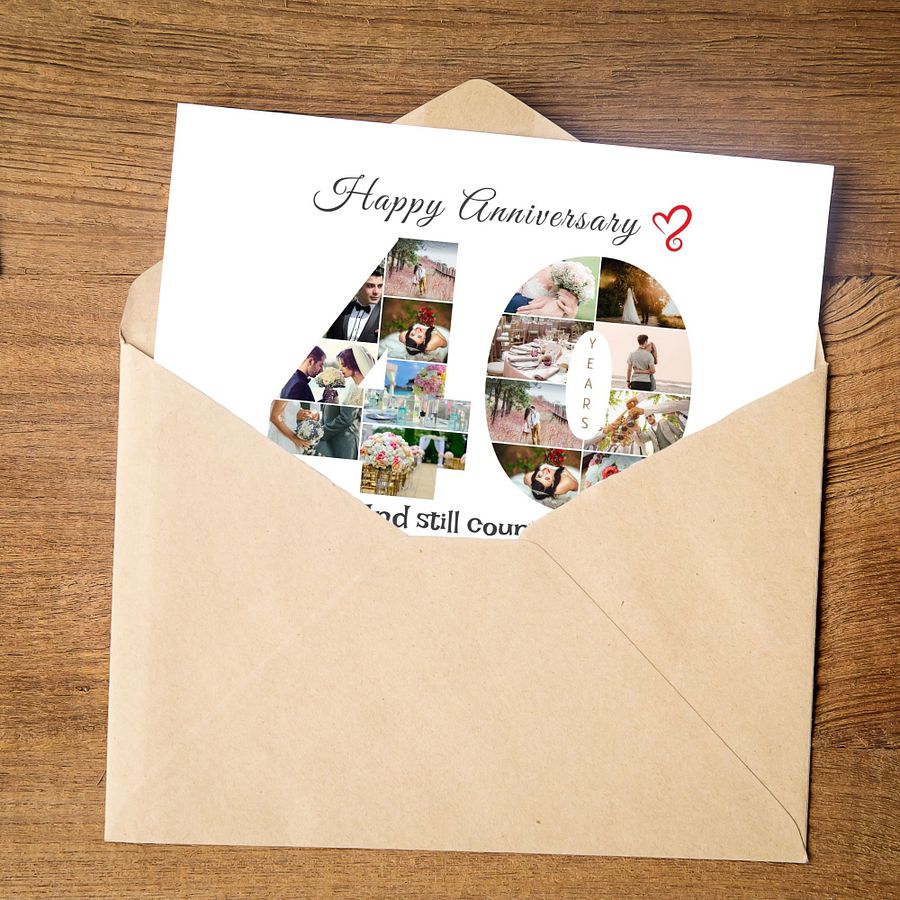 40 Year Anniversary Photo Card Editable Canva Template product image (2)