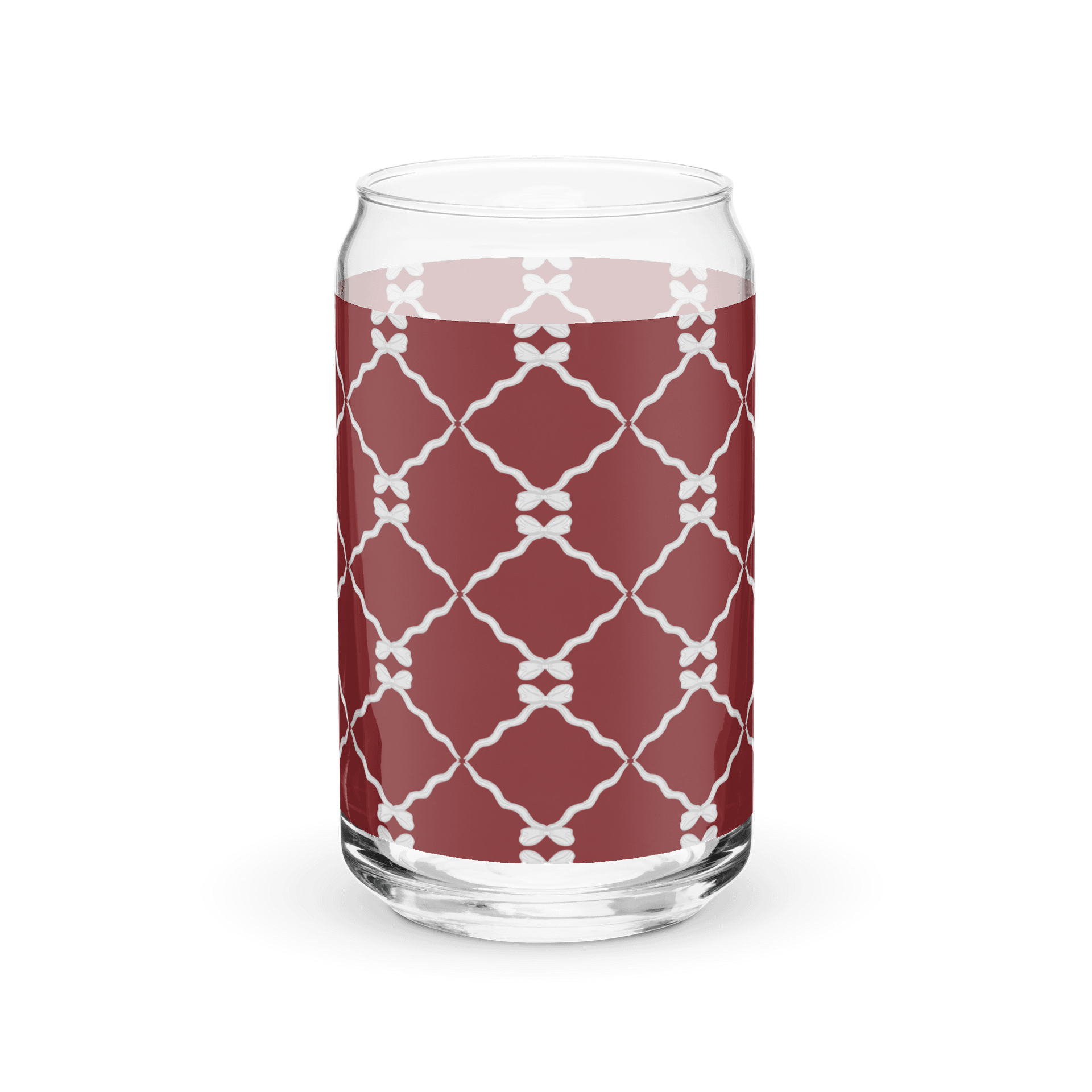 Bows and Ribbon Pattern in Red and White Glass Tumbler product image (5)