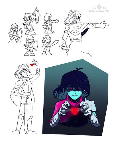 Since I finished the latest chapter in Deltarune here’s a bunch of character sketches! 
I ended up drawing more in a chibi/ca...