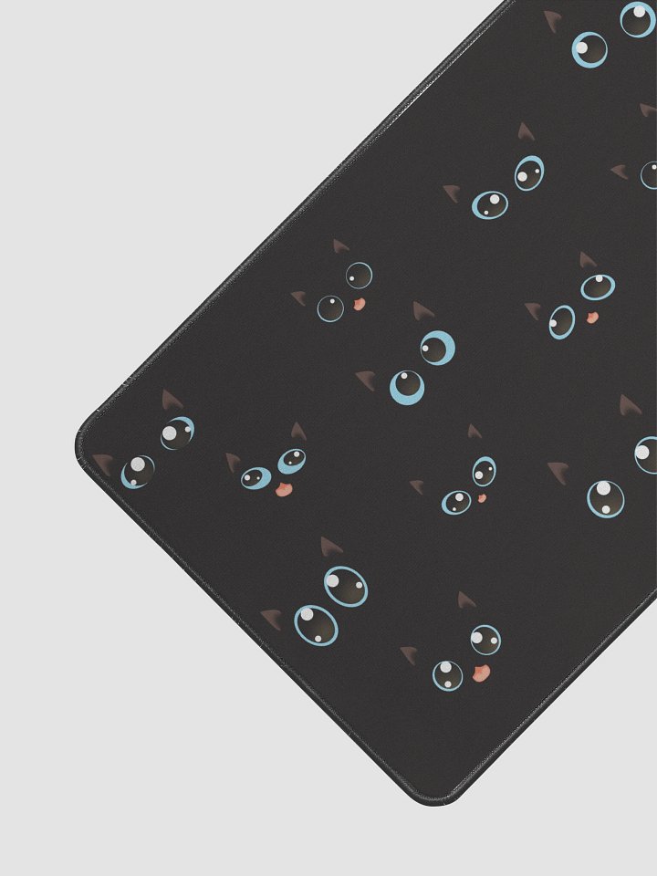 Cute Black Cat Faces (Blue Eyes) Desk Mat 12" x 22" product image (2)