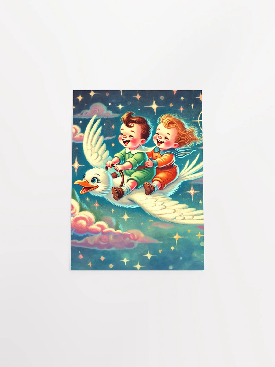 Children Riding a Bird on a Starry Night Premium Poster product image (30)